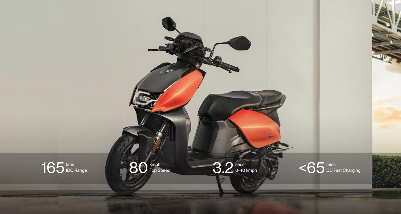 Hero Vida V1 electric scooter  Having 165 KM of range and removable battery.